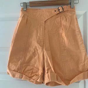 Orange sorbet high-waisted buckle shorts